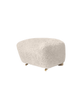 Pouffe en peau de mouton et chêne avec roulettes en laiton pour salon