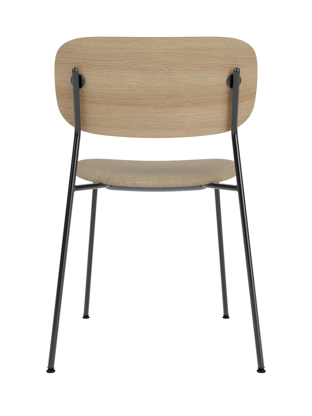 Chaise de salle à manger contemporaine rembourrée, piètement noir, empilable pour salle à manger et bureau
