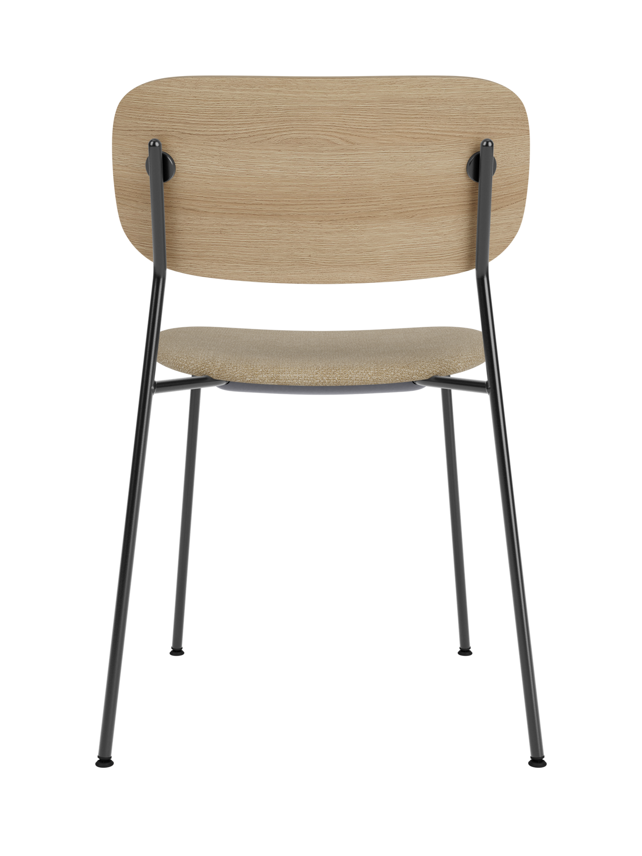 Chaise de salle à manger contemporaine rembourrée, piètement noir, empilable pour salle à manger et bureau