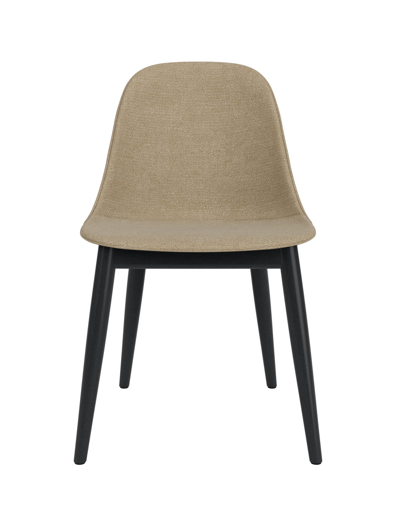 Chaise de salle à manger contemporaine rembourrée, piètement en bois avec coque compacte, pour salle à manger et bureau