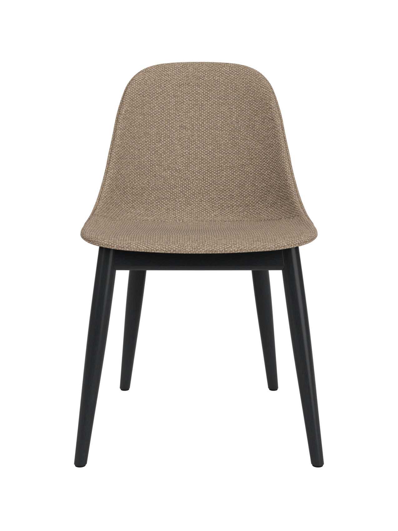 Chaise de salle à manger contemporaine rembourrée, piètement en bois avec coque compacte, pour salle à manger et bureau