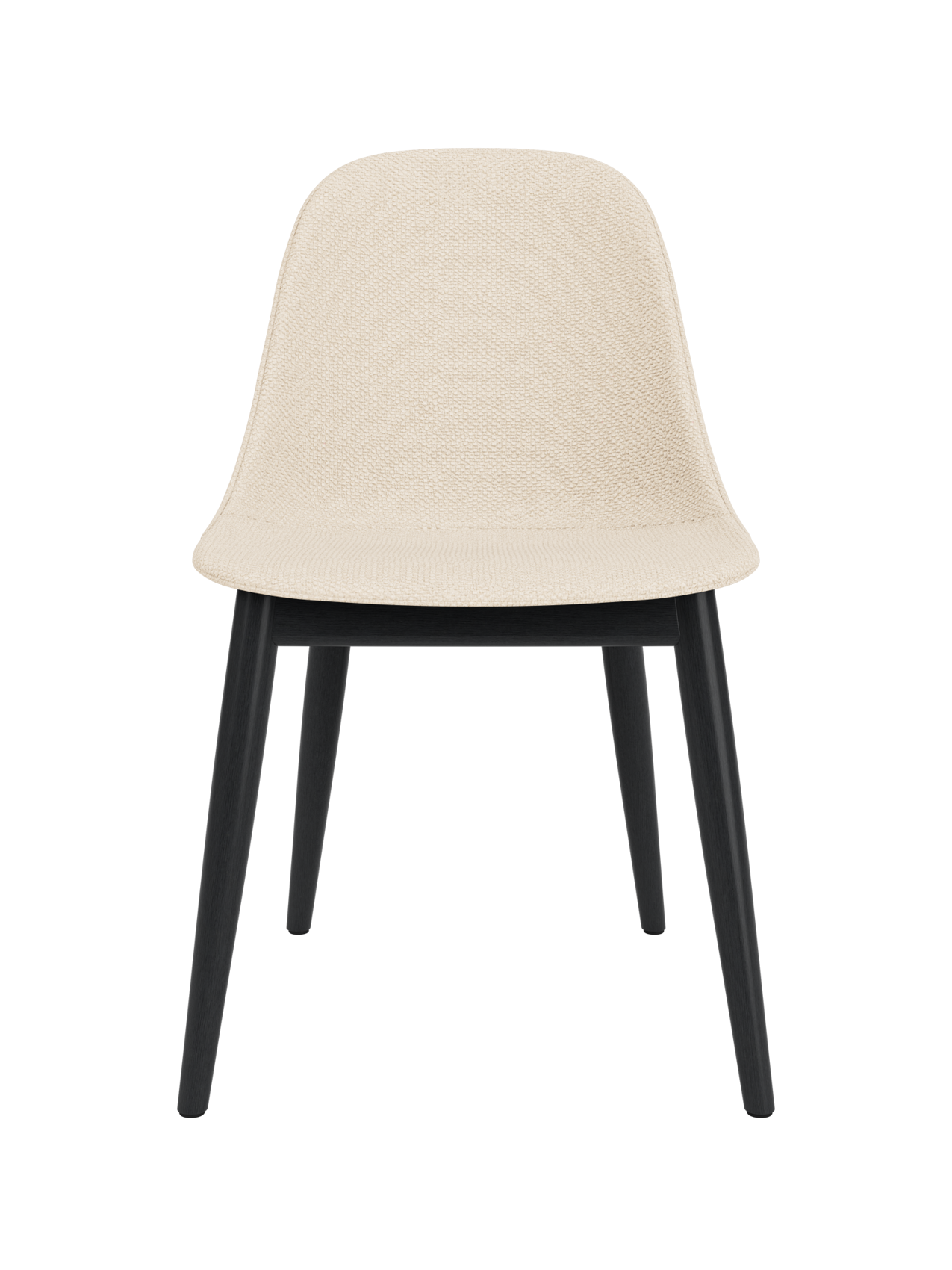 Chaise de salle à manger contemporaine rembourrée, piètement en bois avec coque compacte, pour salle à manger et bureau