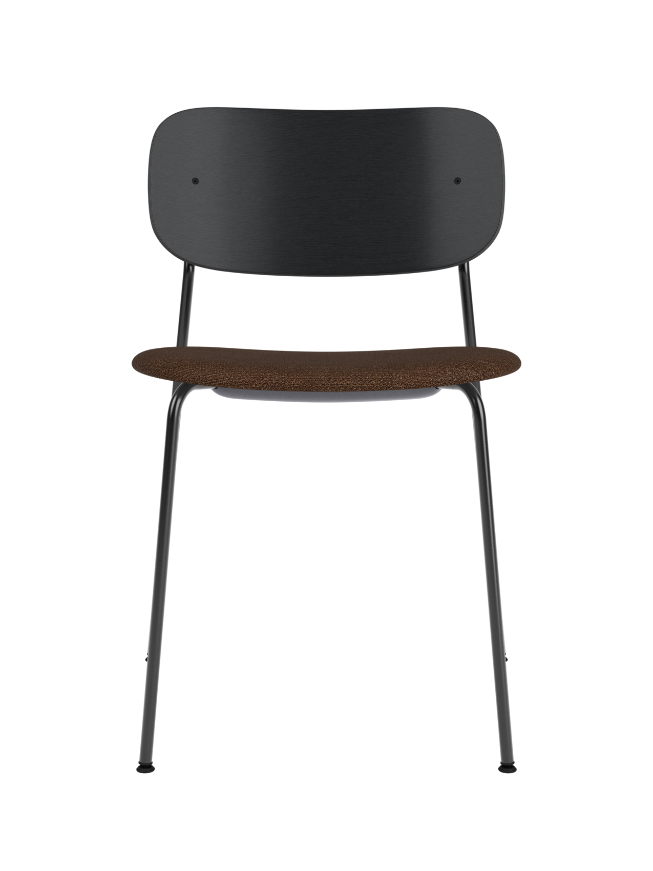 Chaise de salle à manger contemporaine rembourrée, piètement noir, empilable pour salle à manger et bureau