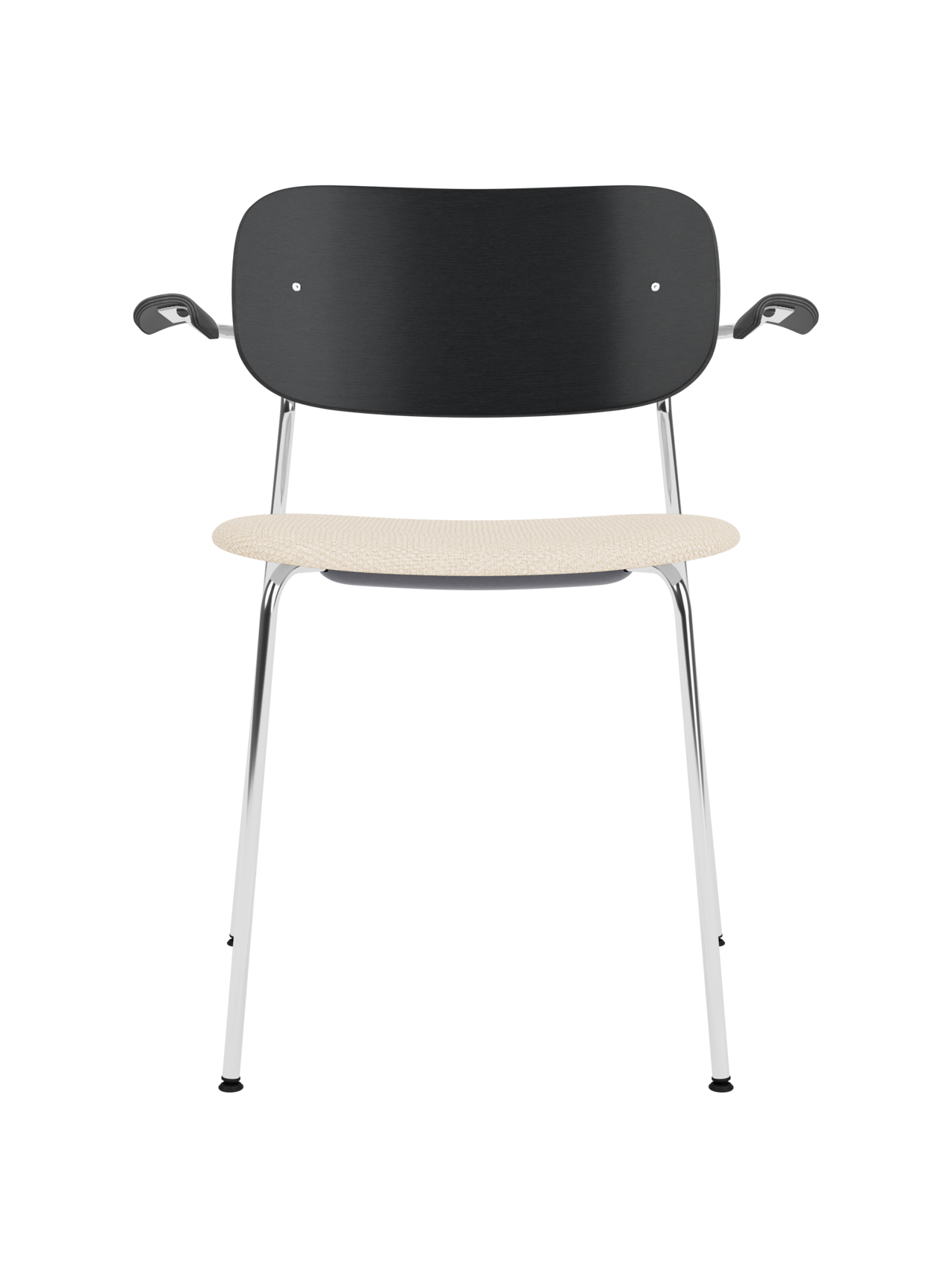 Chaise de salle à manger et de bureau contemporaine rembourrée avec accoudoir et piètement chromé