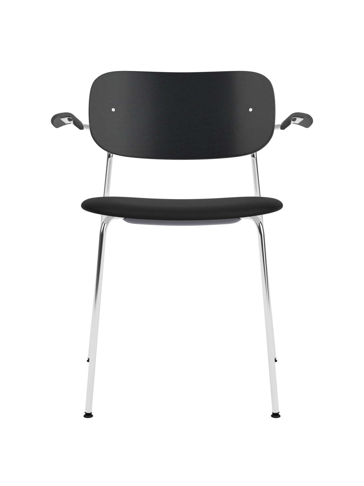 Chaise de salle à manger et de bureau contemporaine rembourrée avec accoudoir et piètement chromé