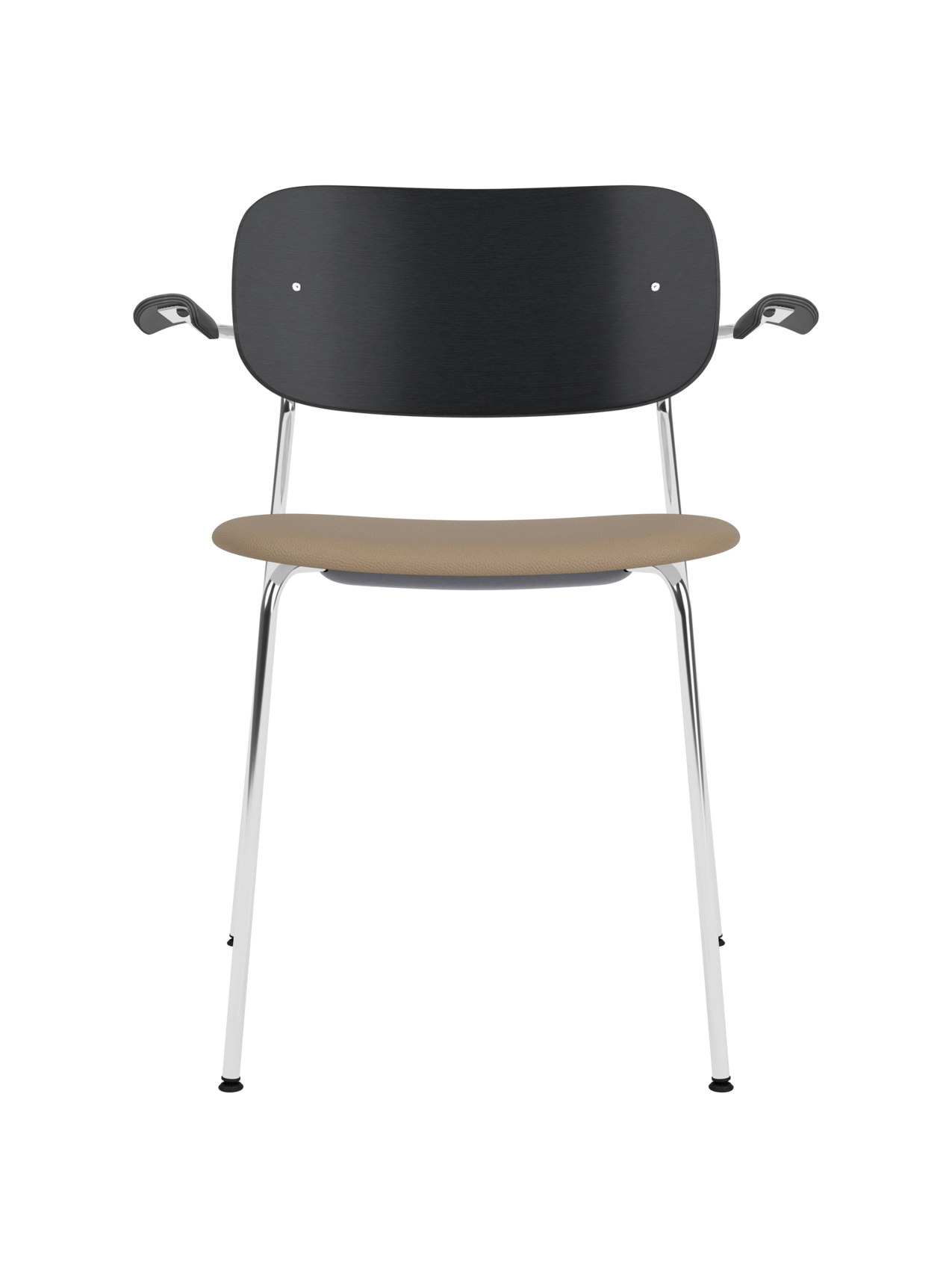 Chaise de salle à manger et de bureau contemporaine rembourrée avec accoudoir et piètement chromé