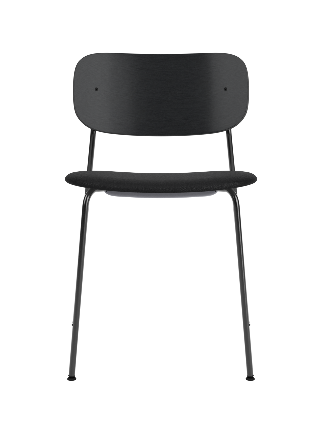 Chaise de salle à manger contemporaine rembourrée, piètement noir, empilable pour salle à manger et bureau