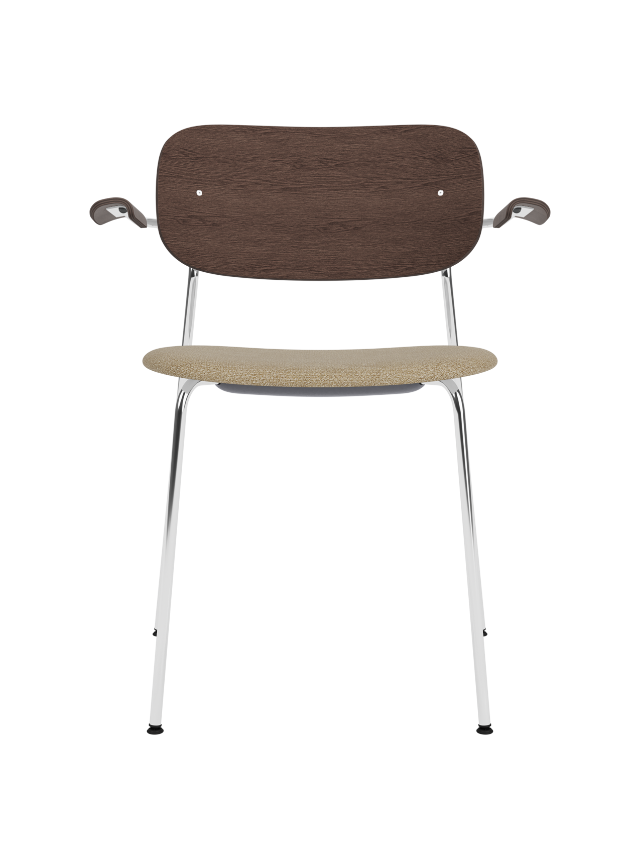 Chaise de salle à manger et de bureau contemporaine rembourrée avec accoudoir et piètement chromé