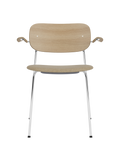 Chaise de salle à manger et de bureau contemporaine rembourrée avec accoudoir et piètement chromé