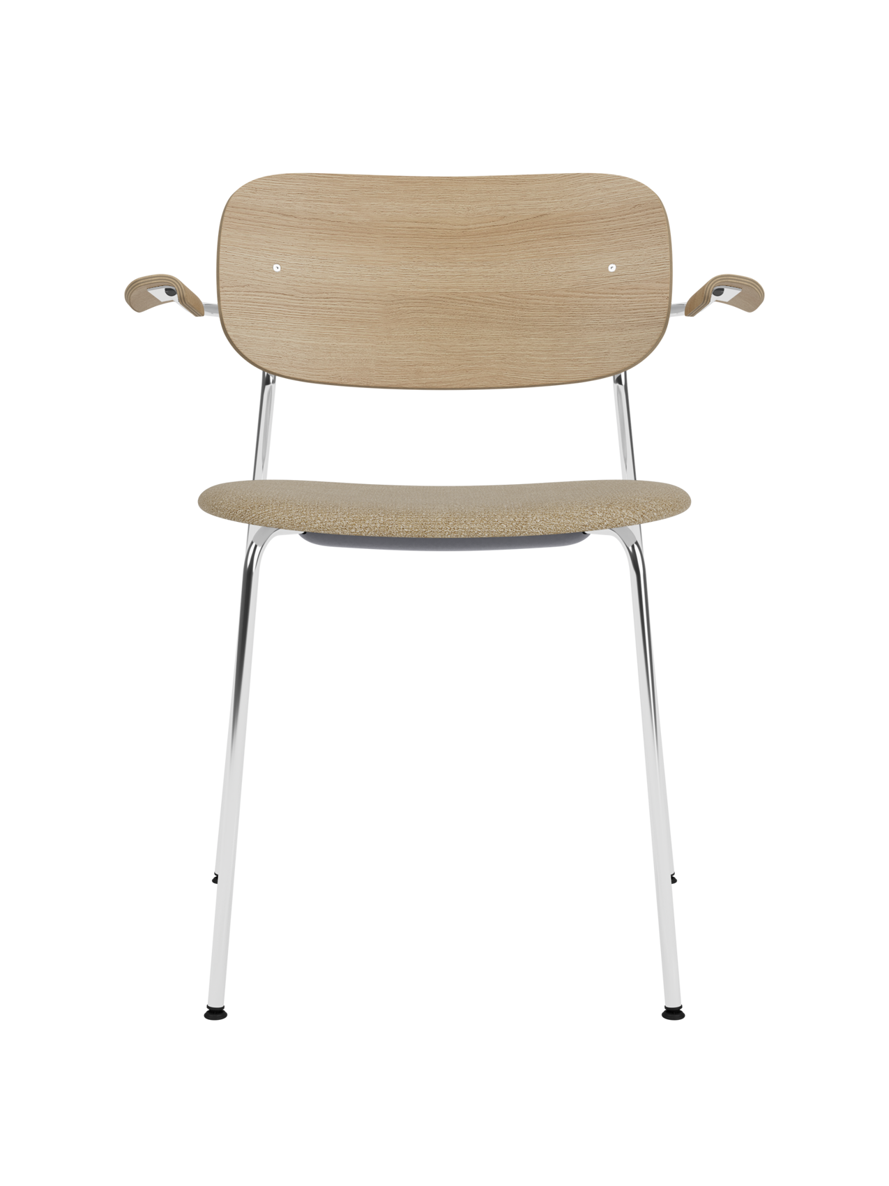 Chaise de salle à manger et de bureau contemporaine rembourrée avec accoudoir et piètement chromé