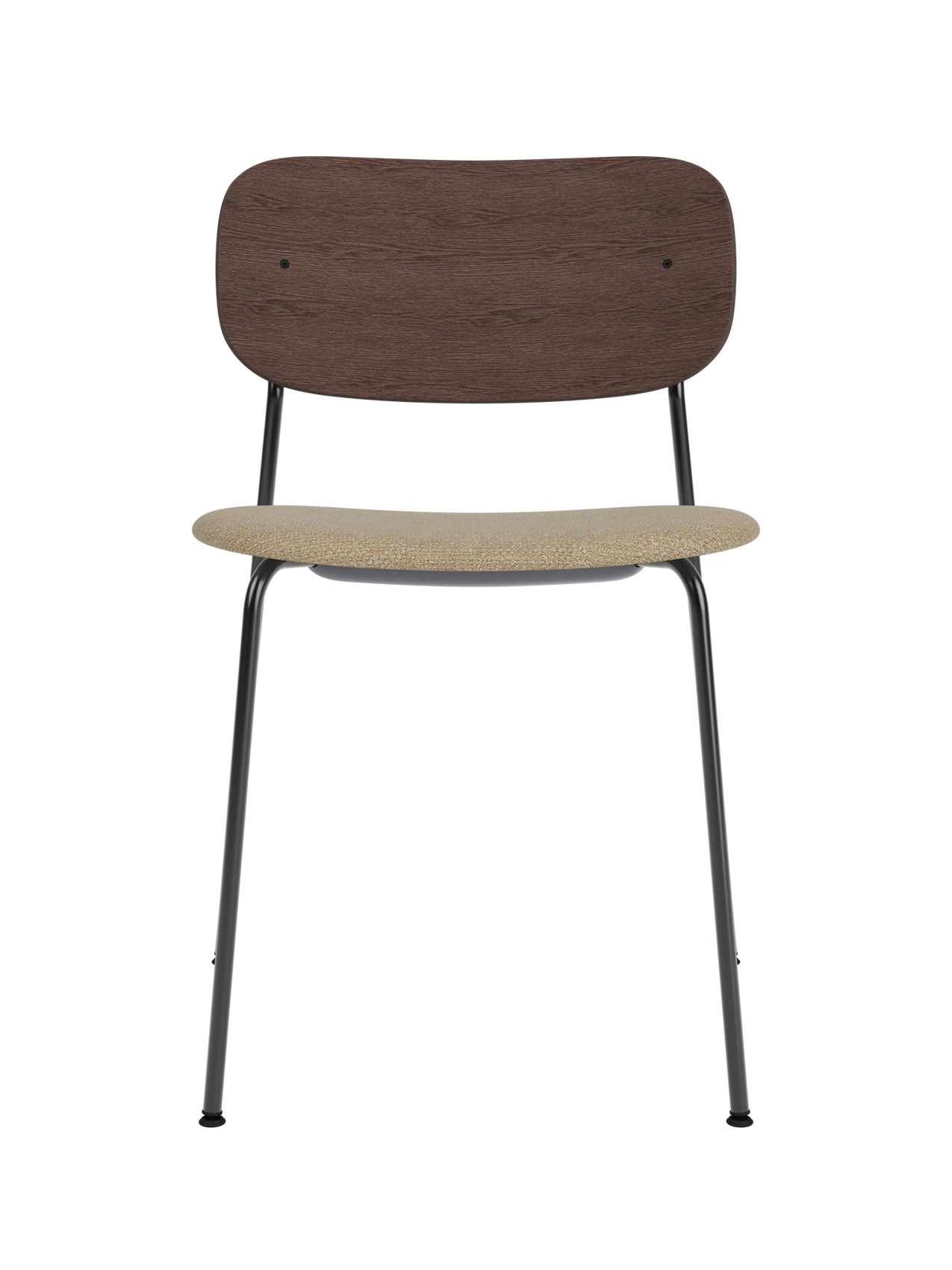 Chaise de salle à manger contemporaine rembourrée, piètement noir, empilable pour salle à manger et bureau
