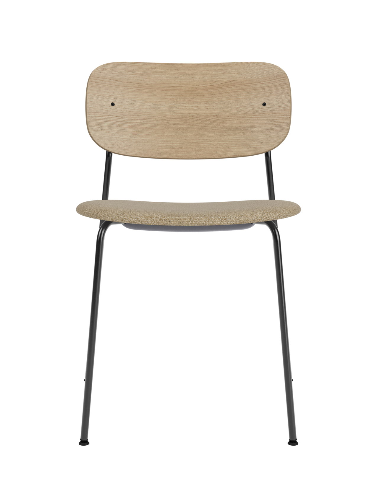 Chaise de salle à manger contemporaine rembourrée, piètement noir, empilable pour salle à manger et bureau