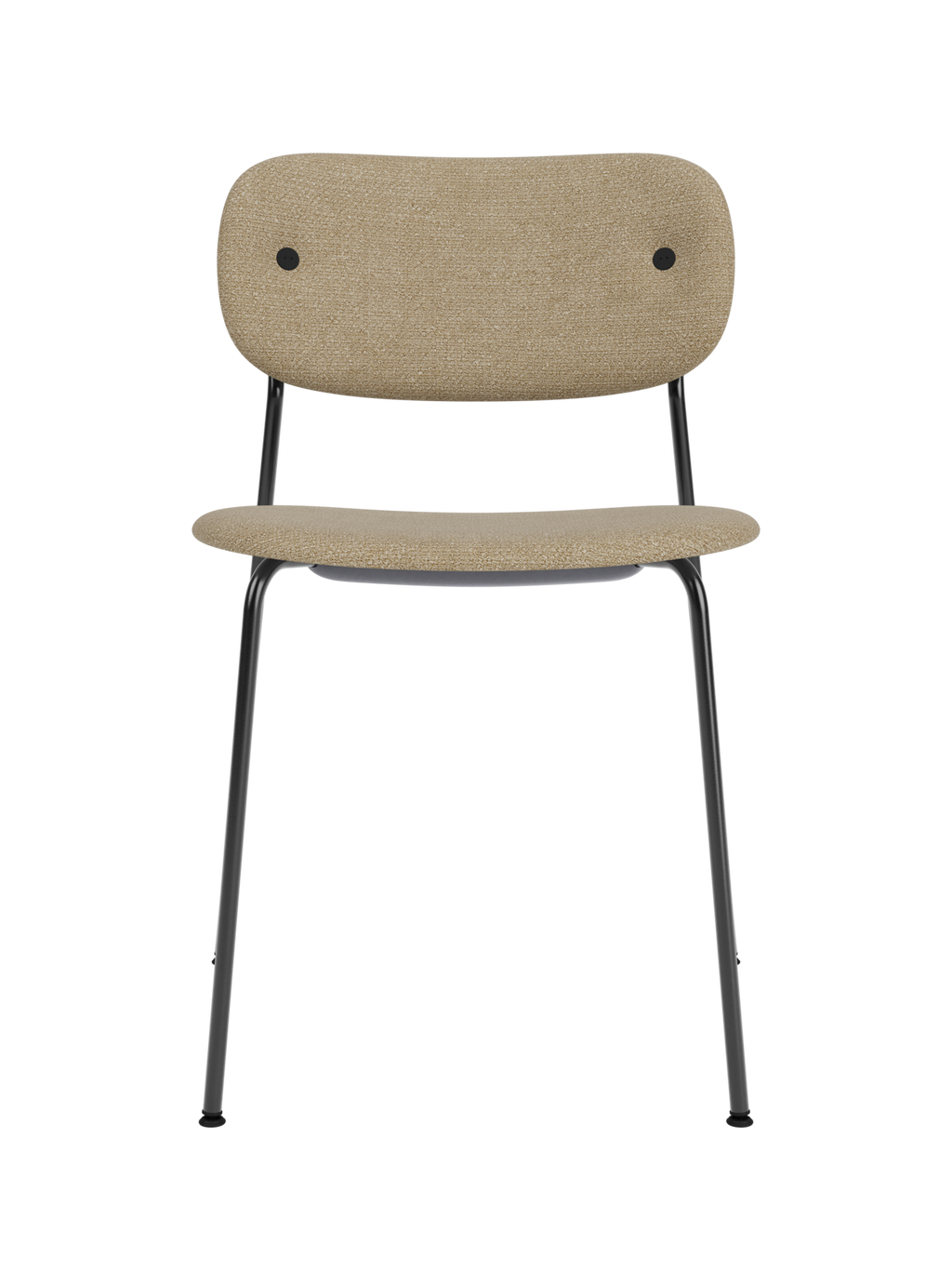 Chaise de salle à manger contemporaine entièrement rembourrée avec piètement noir et assise et dossier rembourrés pour salle à manger