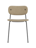 Chaise de salle à manger contemporaine entièrement rembourrée avec piètement noir et assise et dossier rembourrés pour salle à manger