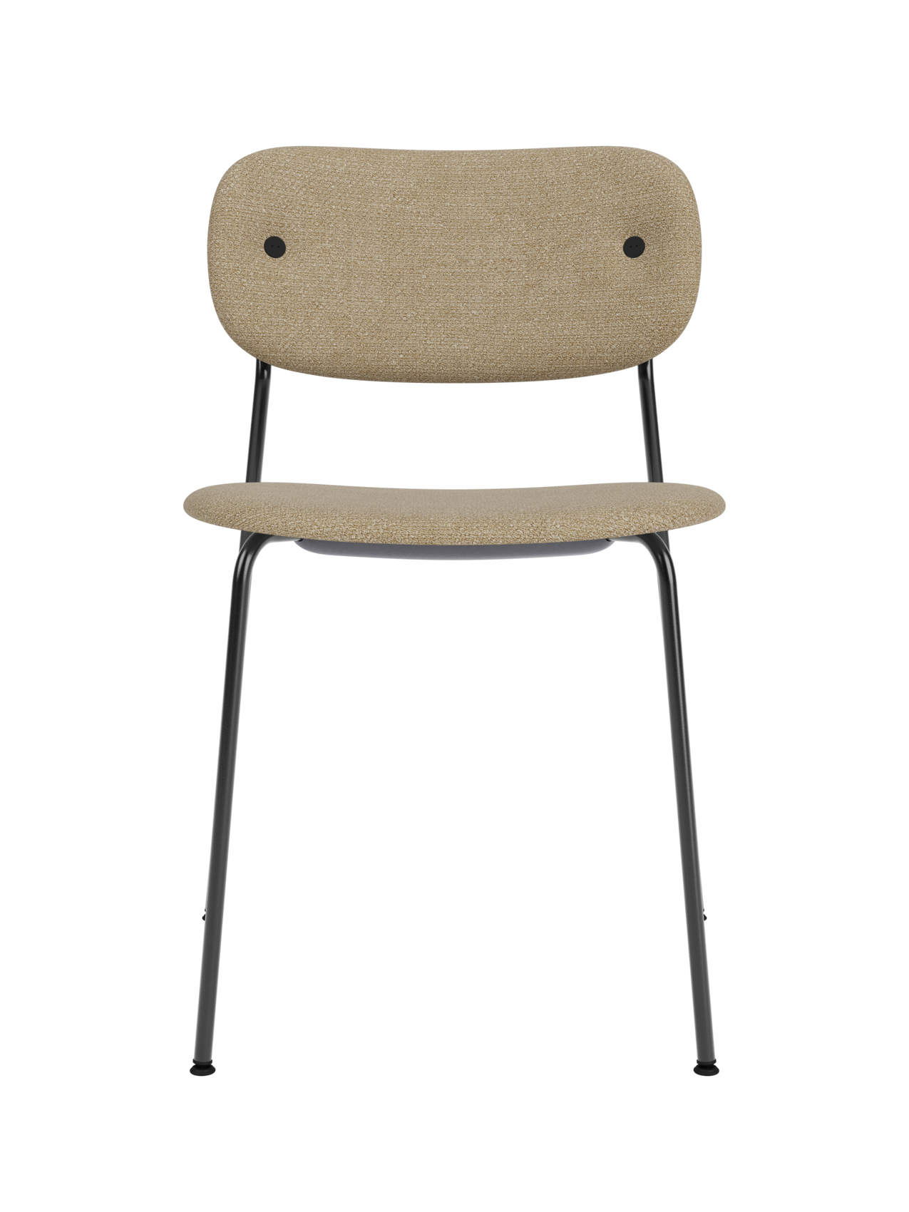 Chaise de salle à manger contemporaine entièrement rembourrée avec piètement noir et assise et dossier rembourrés pour salle à manger