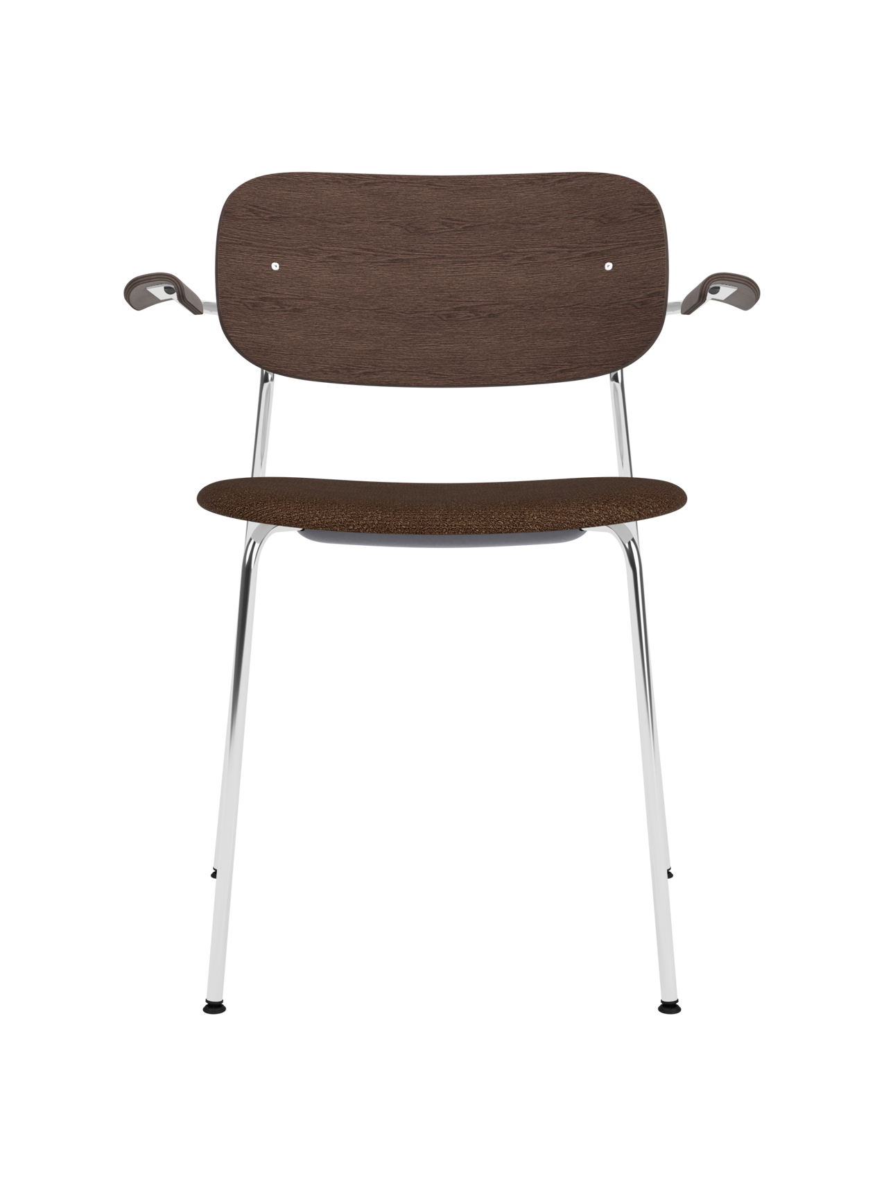Chaise de salle à manger et de bureau contemporaine rembourrée avec accoudoir et piètement chromé