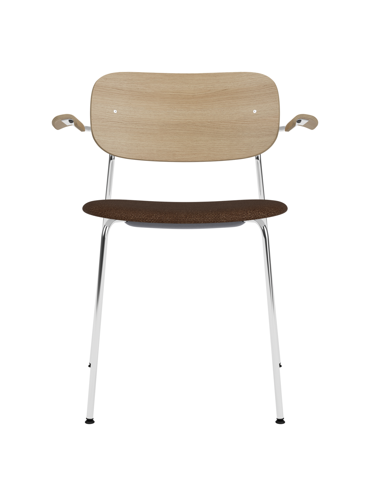 Chaise de salle à manger et de bureau contemporaine rembourrée avec accoudoir et piètement chromé