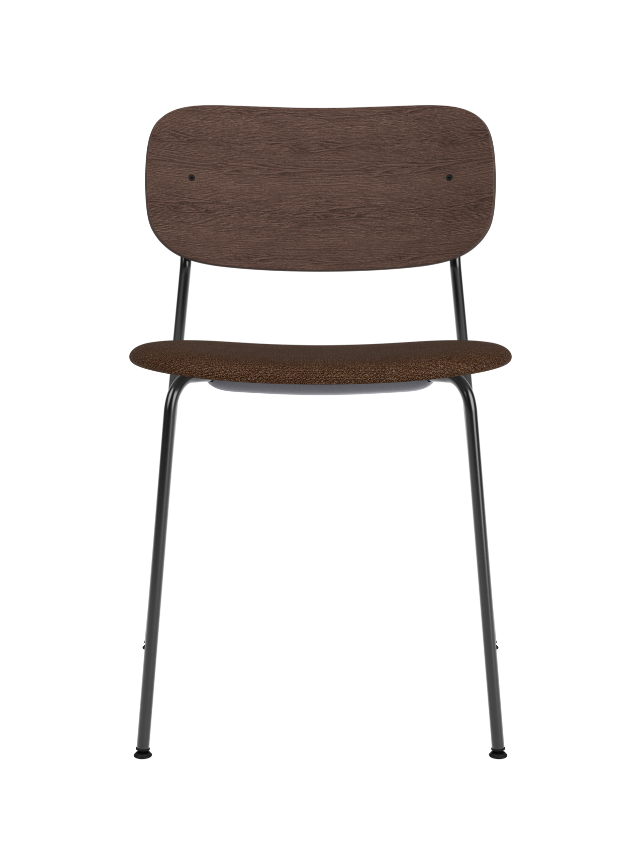Chaise de salle à manger contemporaine rembourrée, piètement noir, empilable pour salle à manger et bureau