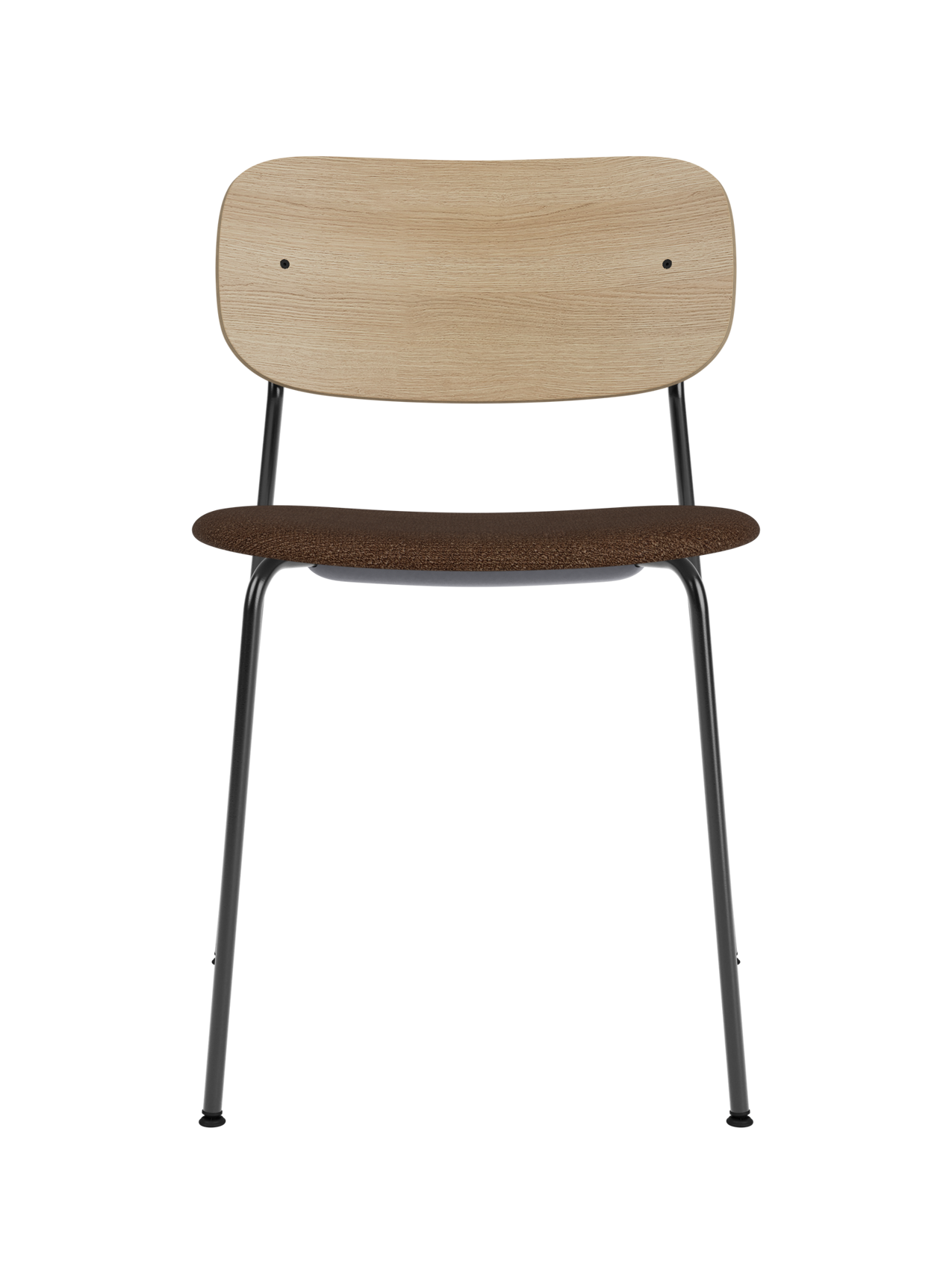 Chaise de salle à manger contemporaine rembourrée, piètement noir, empilable pour salle à manger et bureau