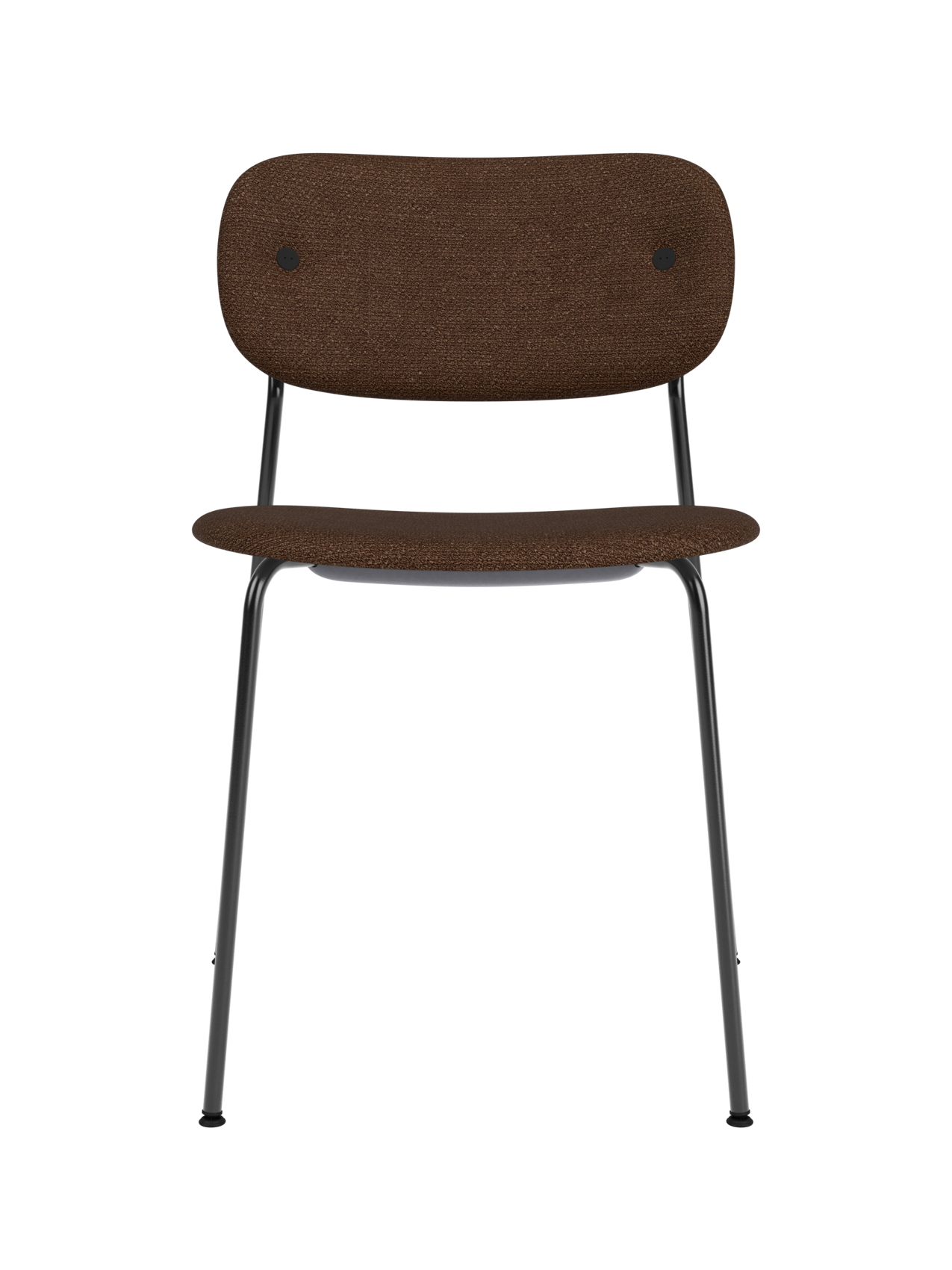 Chaise de salle à manger contemporaine entièrement rembourrée avec piètement noir et assise et dossier rembourrés pour salle à manger