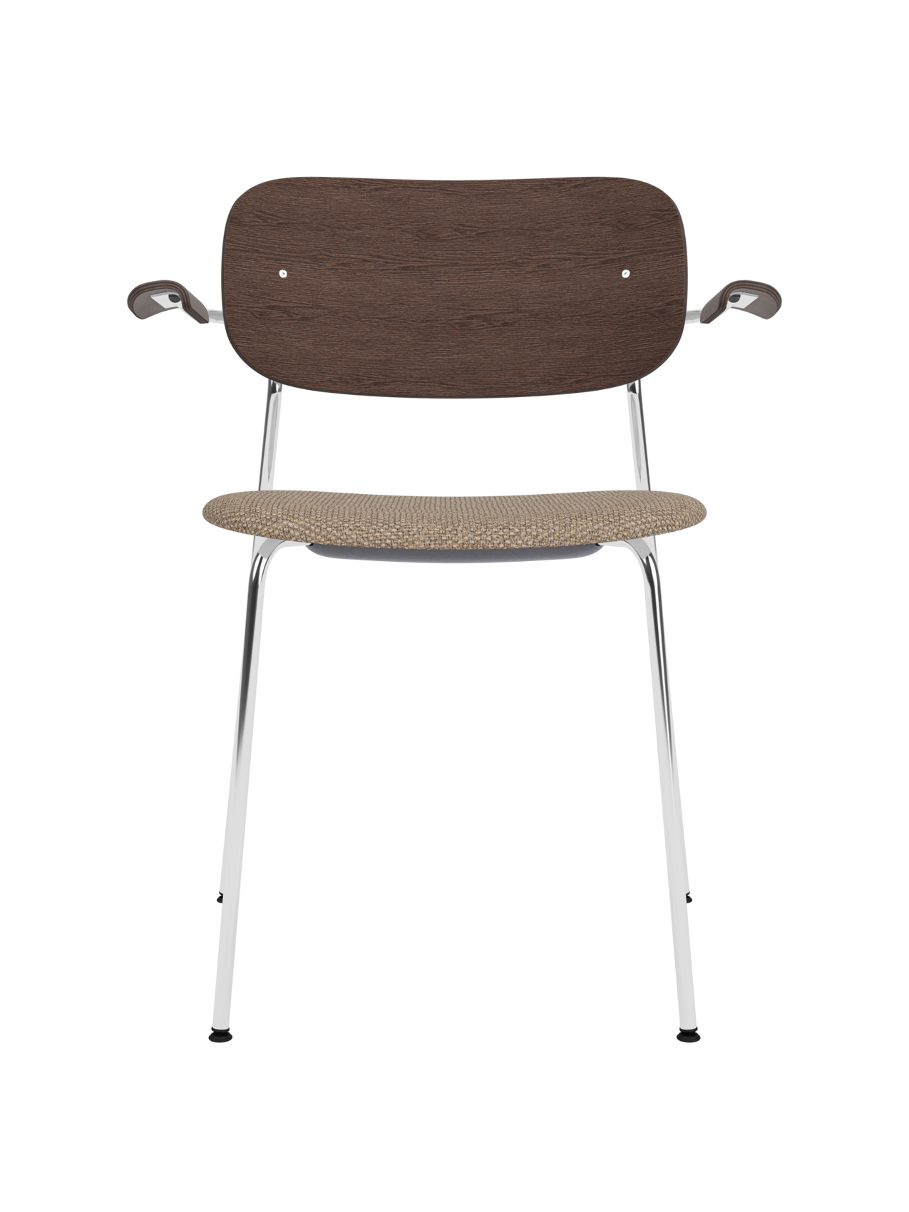 Chaise de salle à manger et de bureau contemporaine rembourrée avec accoudoir et piètement chromé