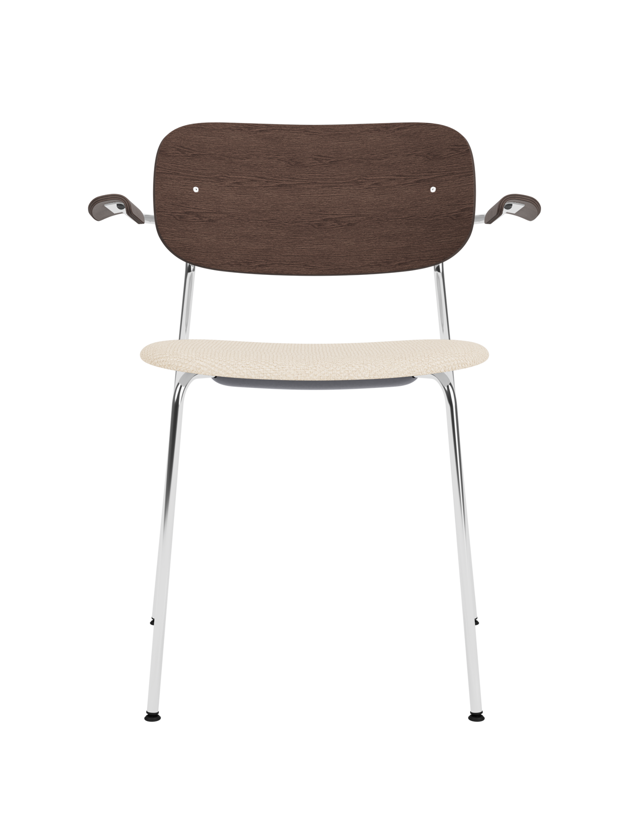 Chaise de salle à manger et de bureau contemporaine rembourrée avec accoudoir et piètement chromé