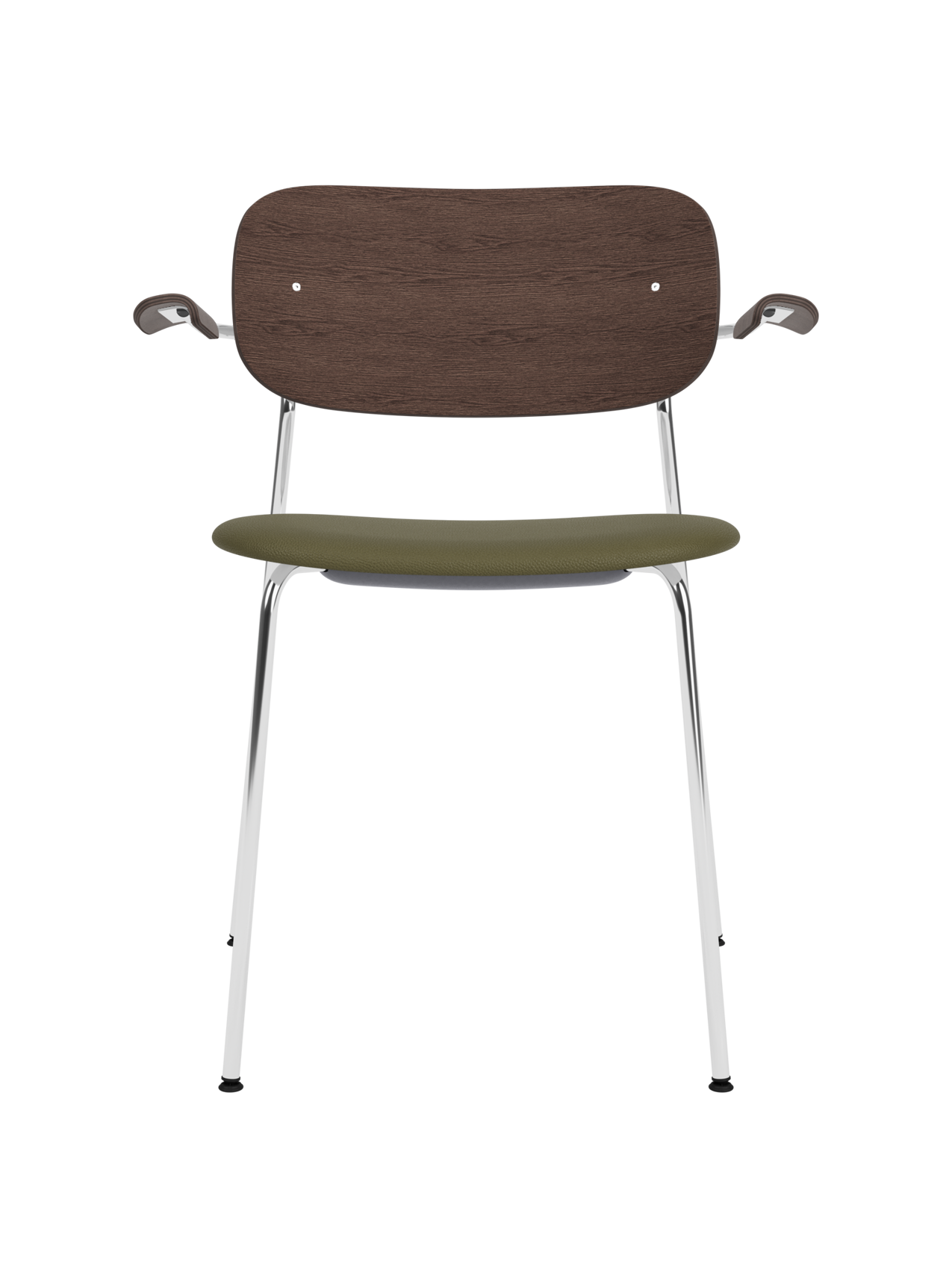 Chaise de salle à manger et de bureau contemporaine rembourrée avec accoudoir et piètement chromé