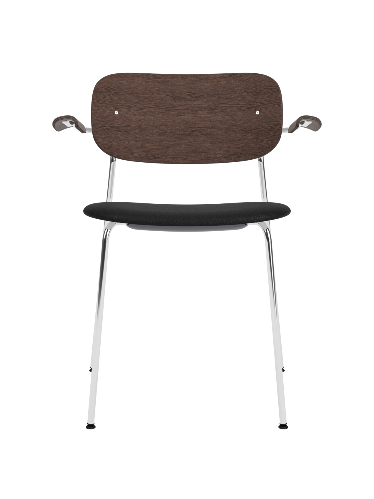 Chaise de salle à manger et de bureau contemporaine rembourrée avec accoudoir et piètement chromé