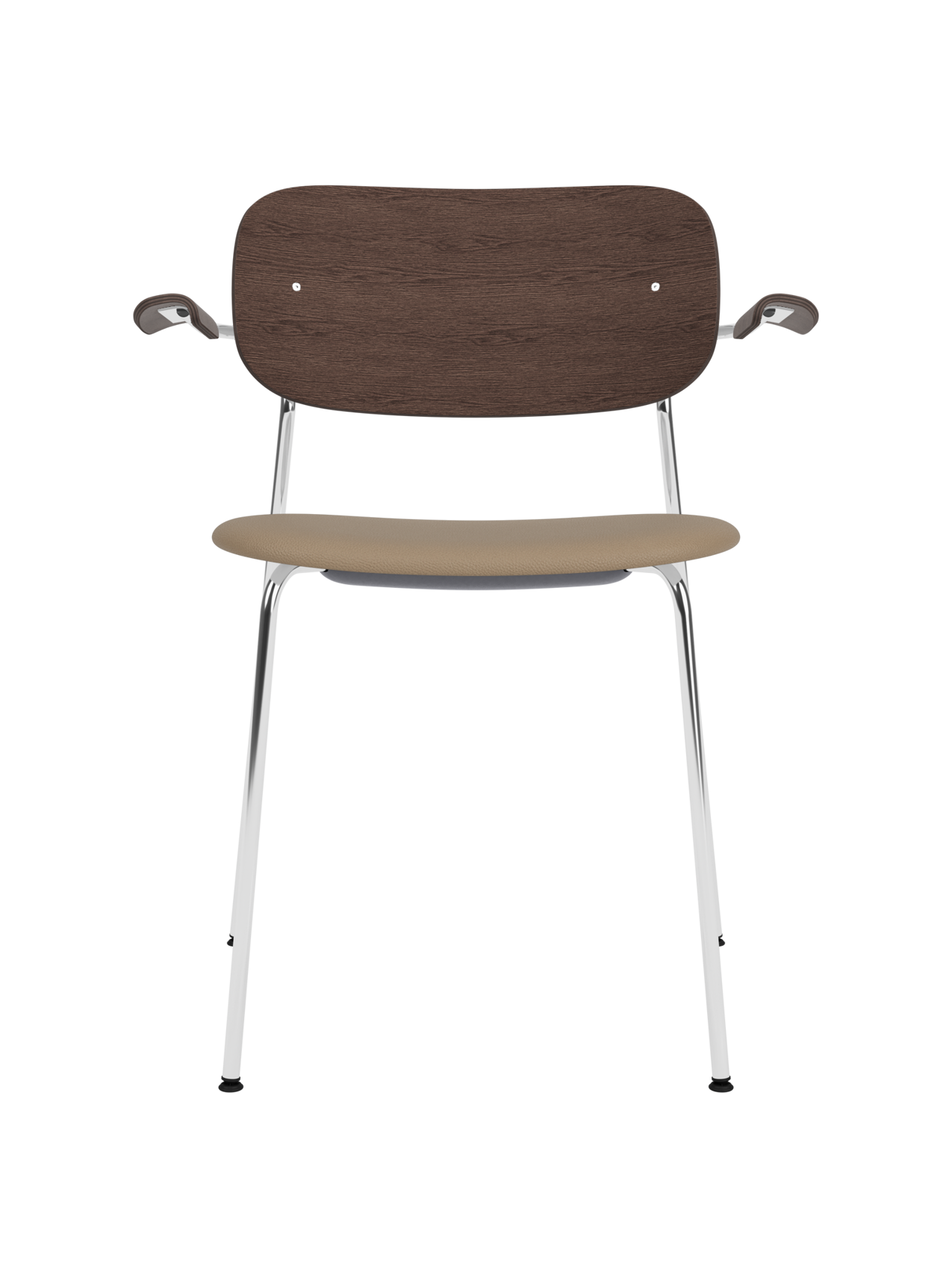 Chaise de salle à manger et de bureau contemporaine rembourrée avec accoudoir et piètement chromé