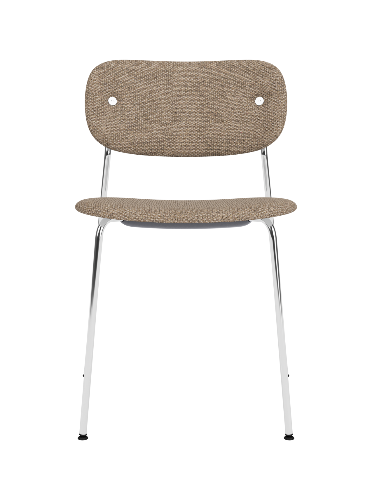 Chaise de salle à manger contemporaine entièrement rembourrée Piètement chromé avec assise et dossier rembourrés