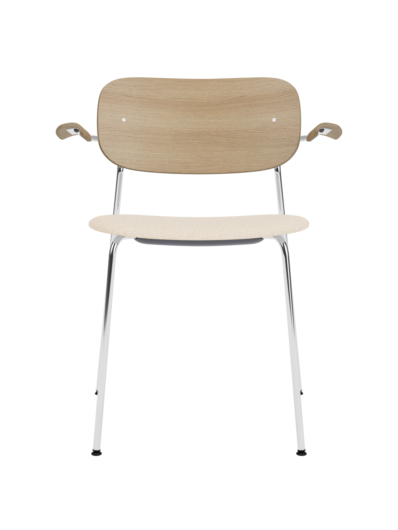 Chaise de salle à manger et de bureau contemporaine rembourrée avec accoudoir et piètement chromé