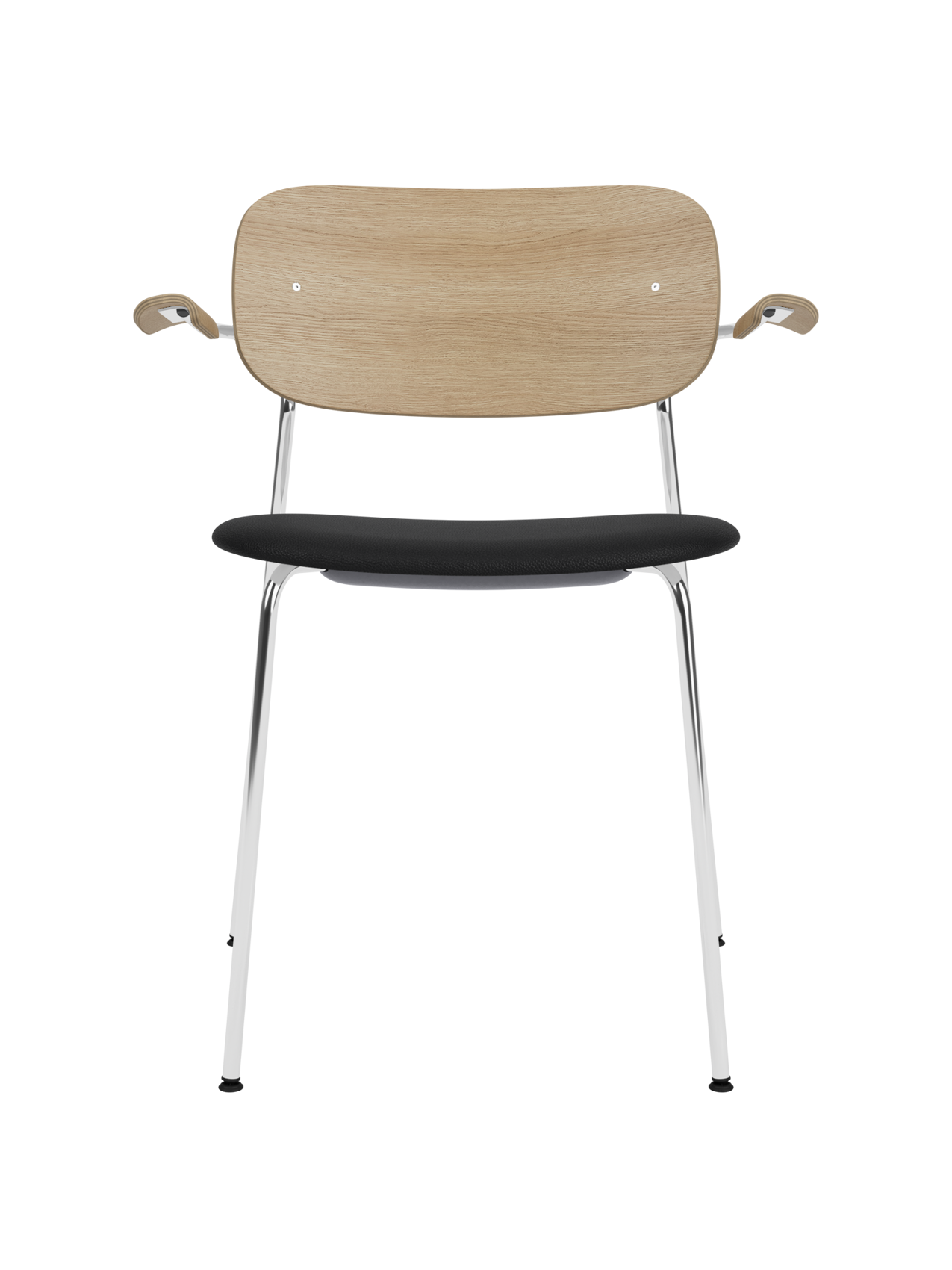 Chaise de salle à manger et de bureau contemporaine rembourrée avec accoudoir et piètement chromé