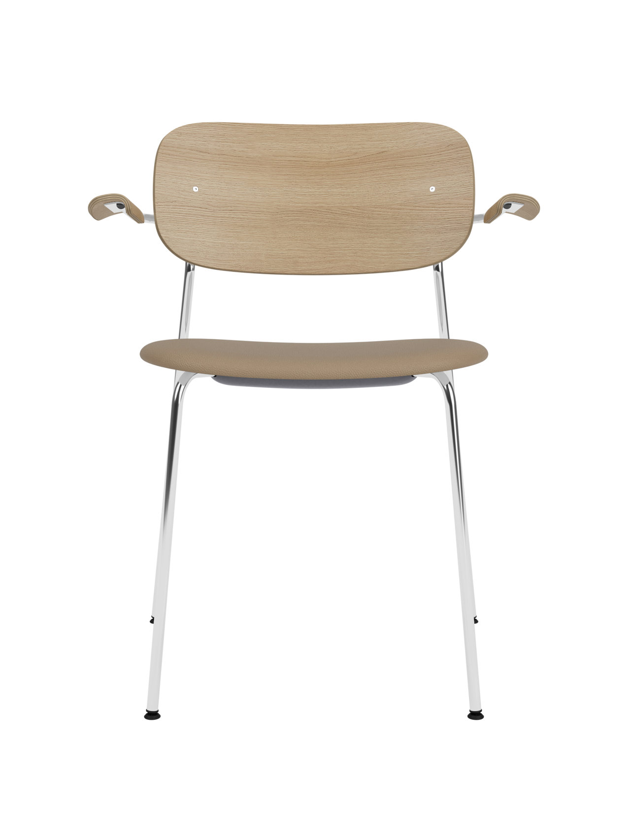 Chaise de salle à manger et de bureau contemporaine rembourrée avec accoudoir et piètement chromé