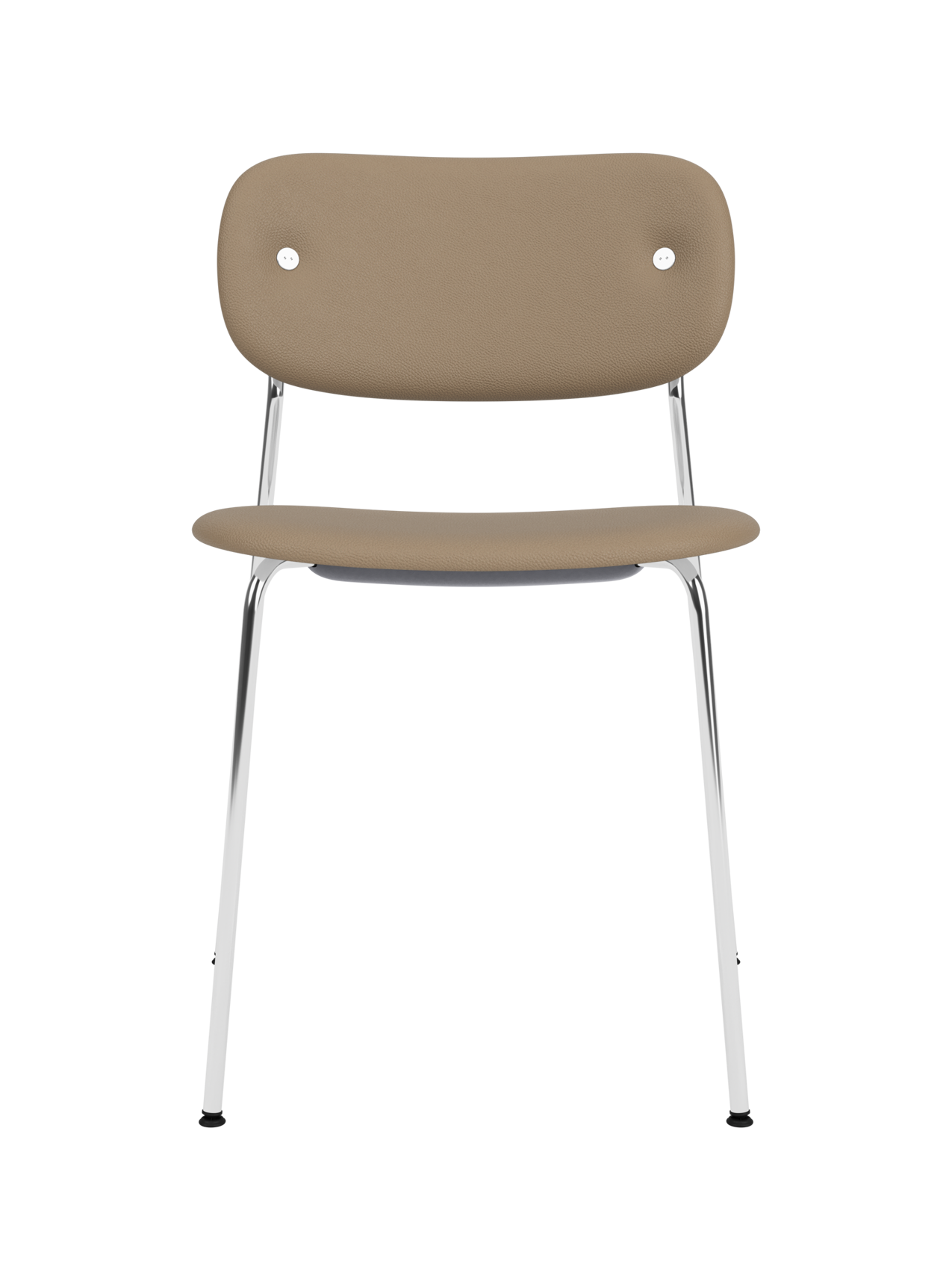Chaise de salle à manger contemporaine entièrement rembourrée Piètement chromé avec assise et dossier rembourrés