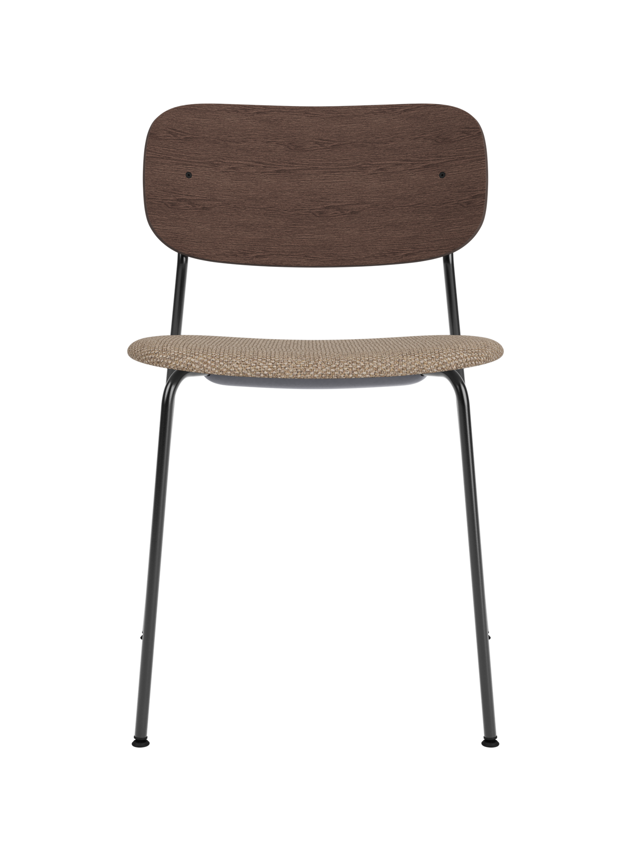 Chaise de salle à manger contemporaine rembourrée, piètement noir, empilable pour salle à manger et bureau