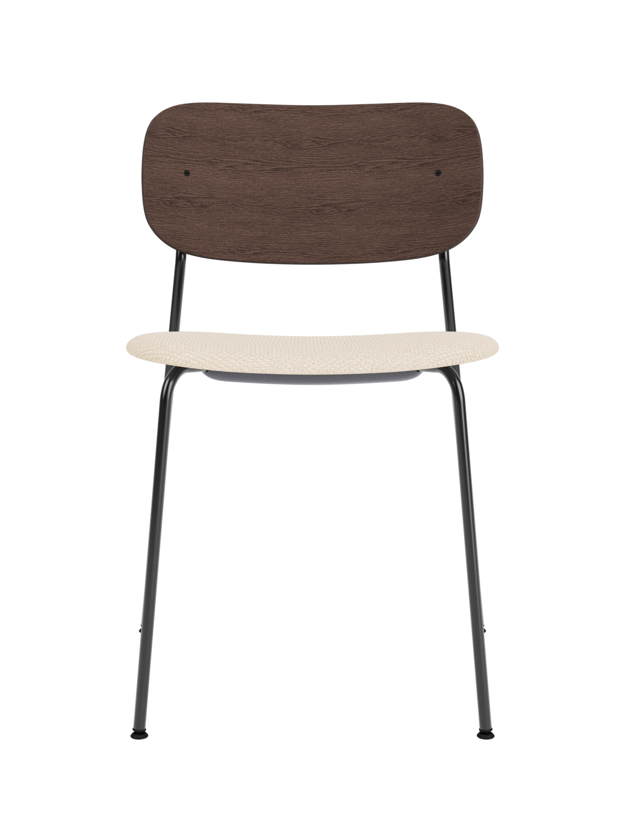 Chaise de salle à manger contemporaine rembourrée, piètement noir, empilable pour salle à manger et bureau