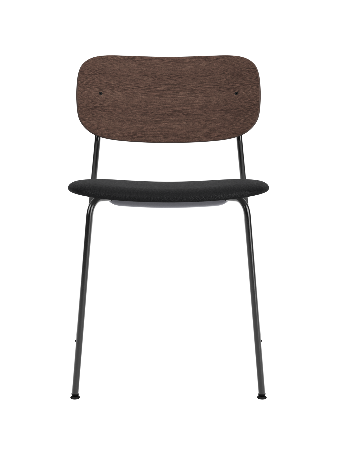 Chaise de salle à manger contemporaine rembourrée, piètement noir, empilable pour salle à manger et bureau