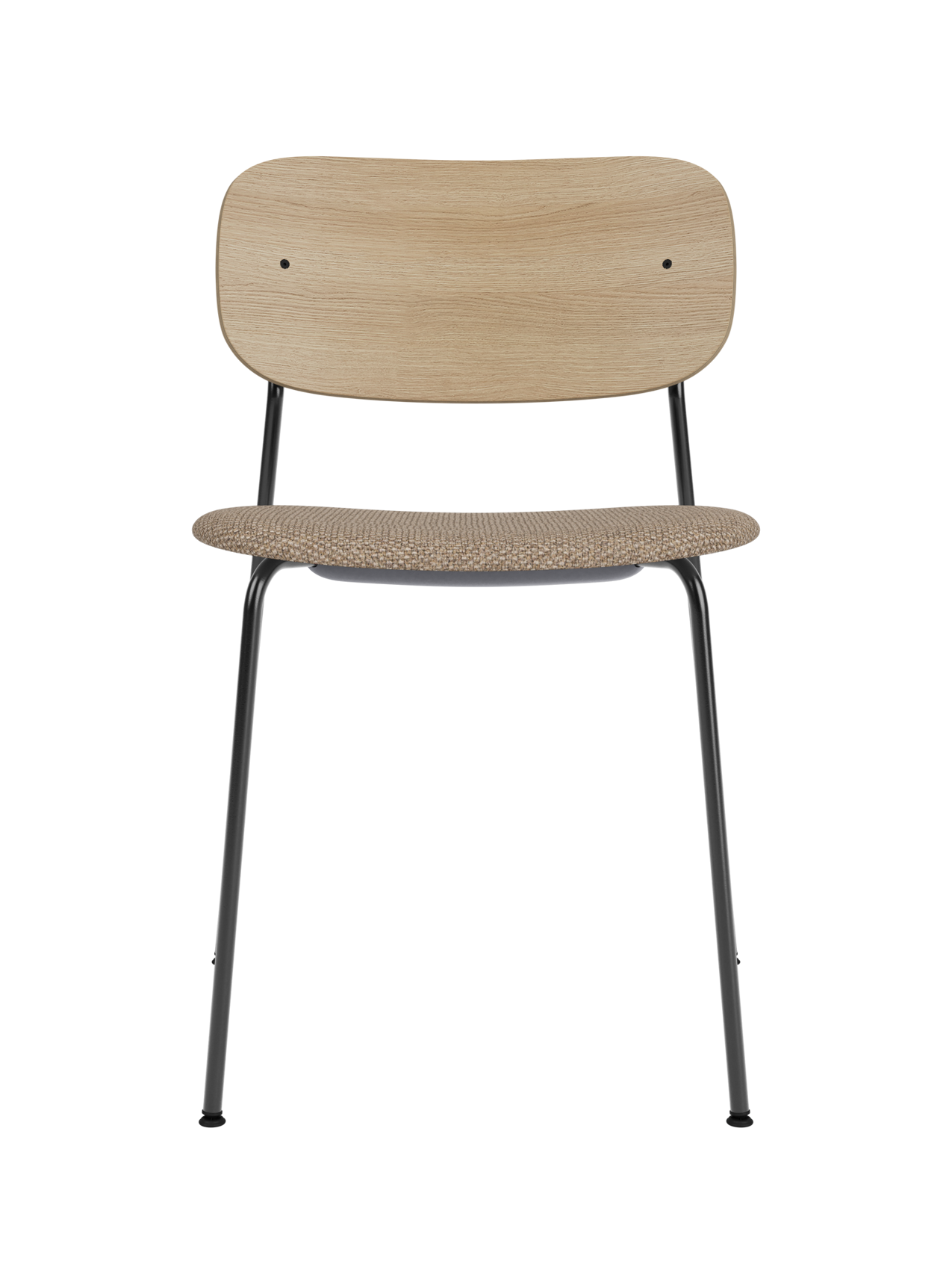 Chaise de salle à manger contemporaine rembourrée, piètement noir, empilable pour salle à manger et bureau