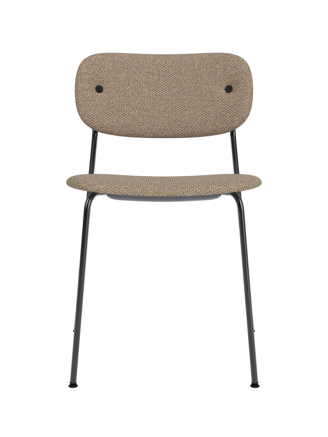 Chaise de salle à manger contemporaine entièrement rembourrée avec piètement noir et assise et dossier rembourrés pour salle à manger