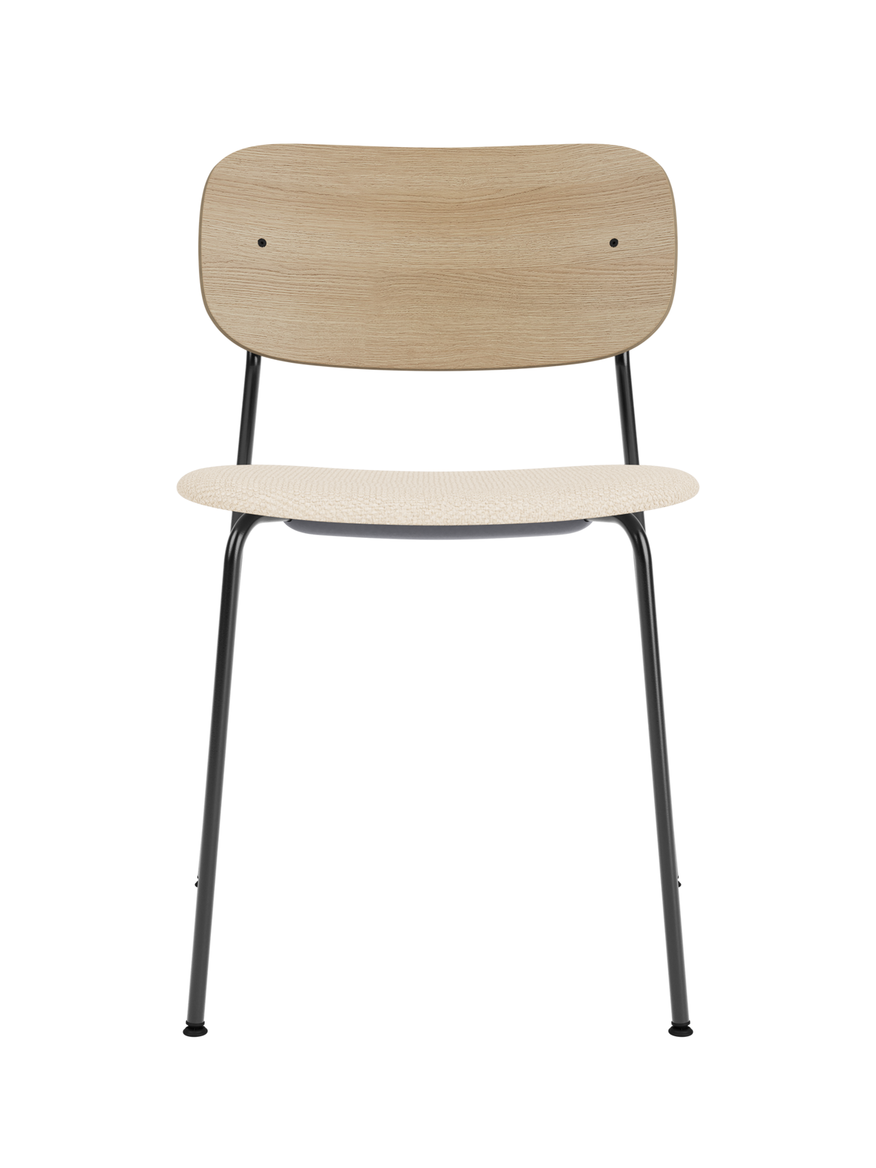 Chaise de salle à manger contemporaine rembourrée, piètement noir, empilable pour salle à manger et bureau