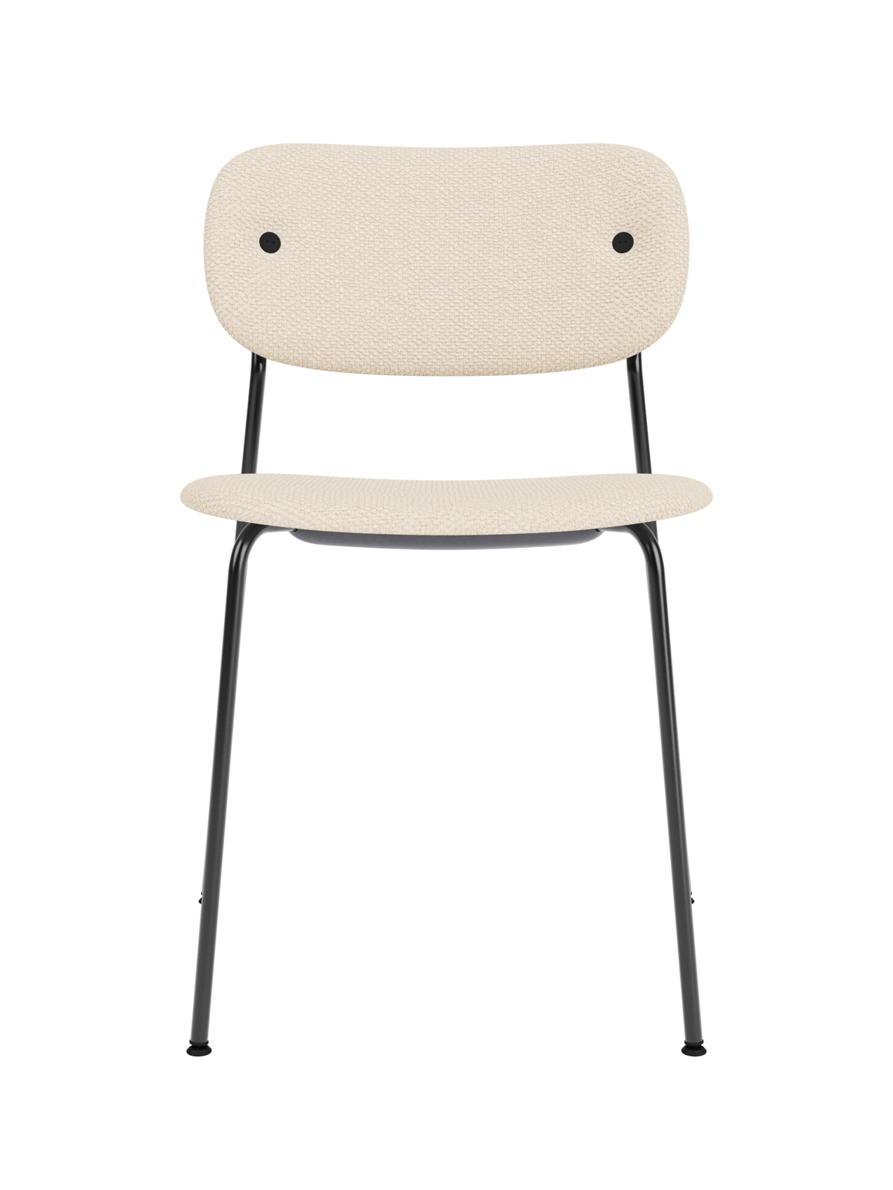 Chaise de salle à manger contemporaine entièrement rembourrée avec piètement noir et assise et dossier rembourrés pour salle à manger