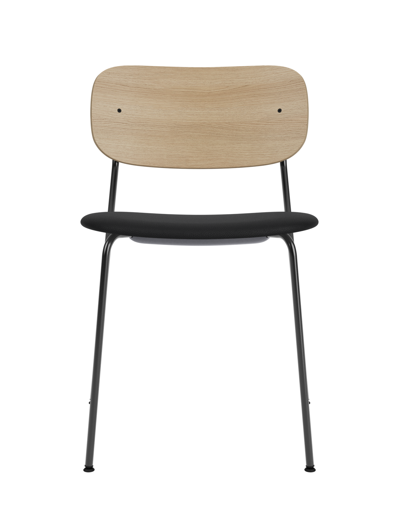 Chaise de salle à manger contemporaine rembourrée, piètement noir, empilable pour salle à manger et bureau