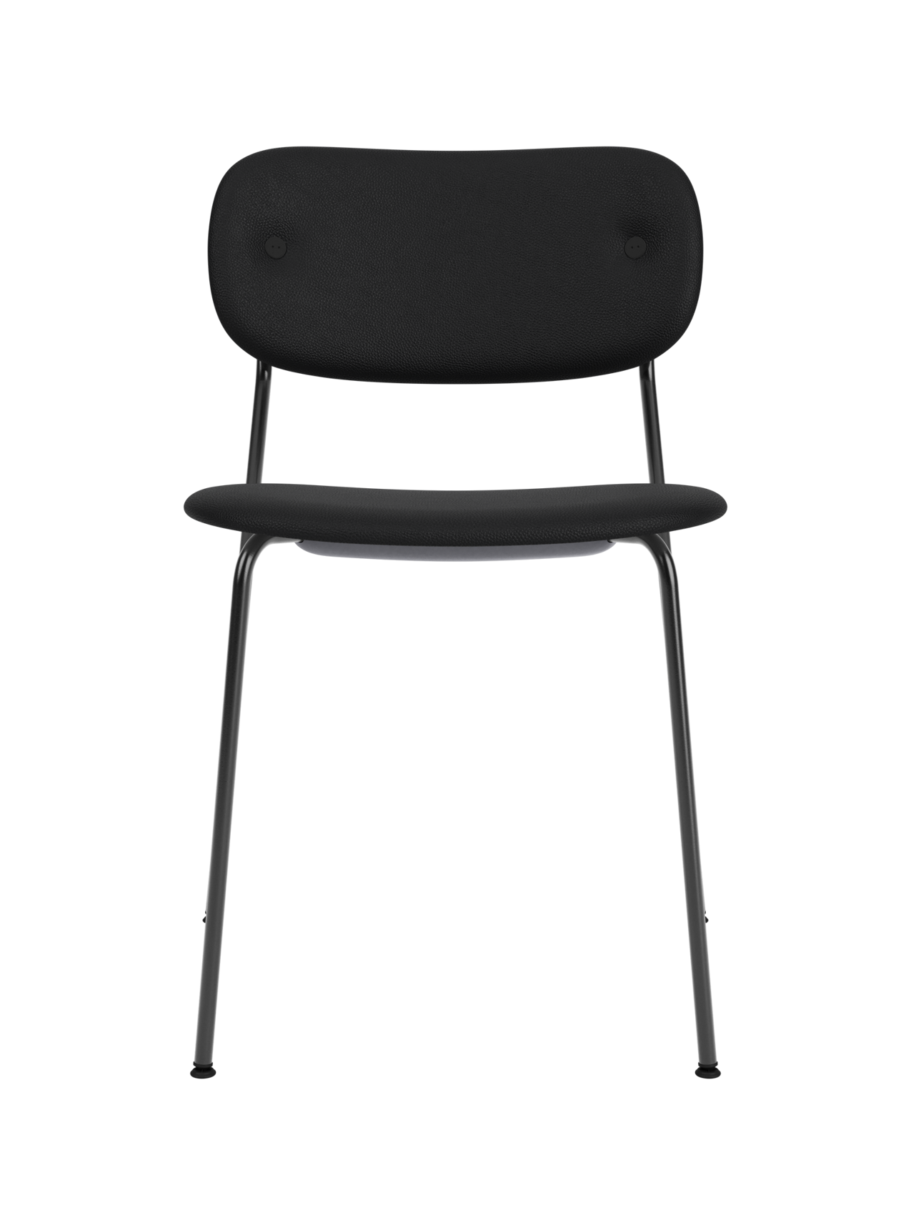 Chaise de salle à manger contemporaine entièrement rembourrée avec piètement noir et assise et dossier rembourrés pour salle à manger