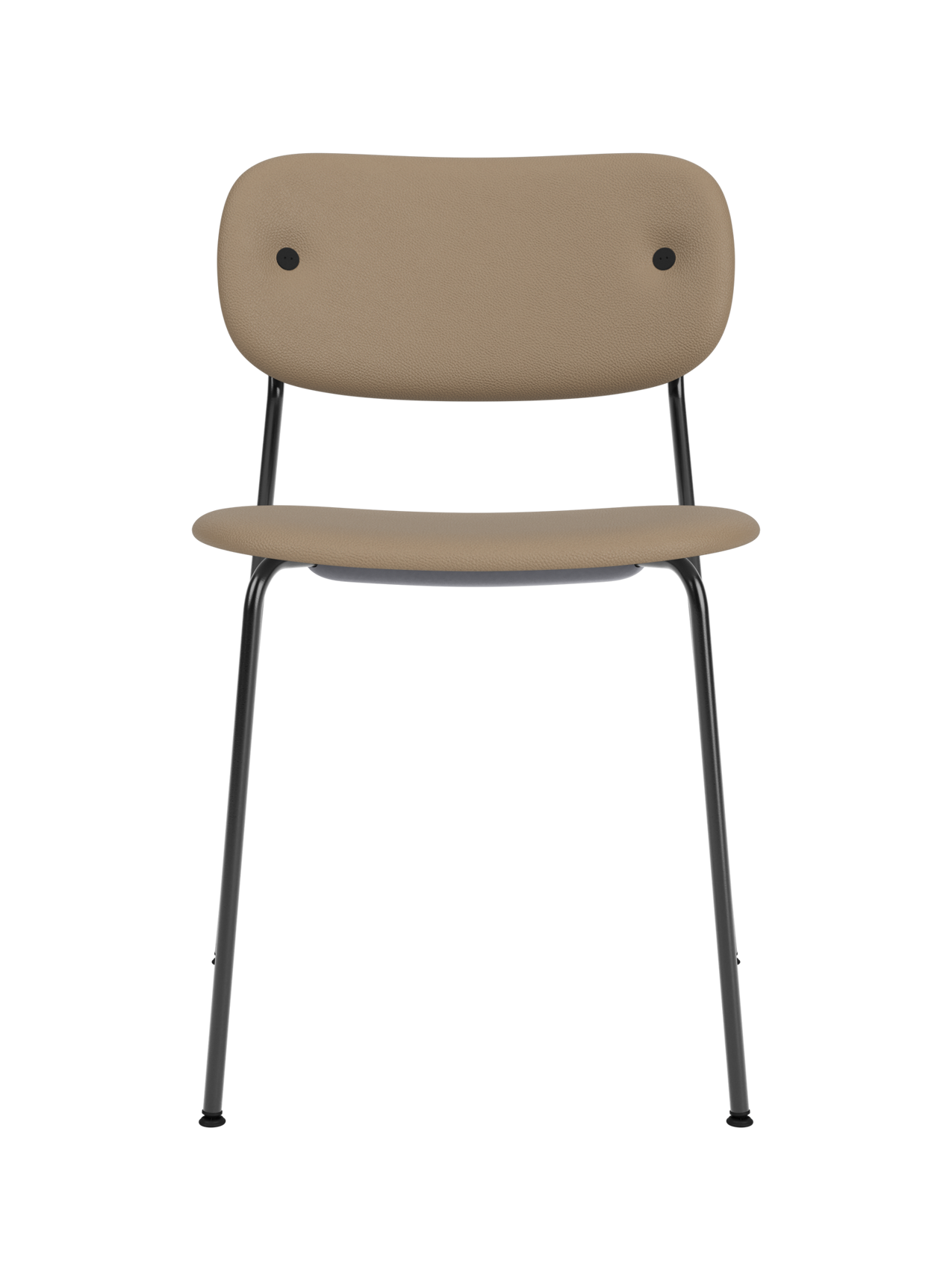 Chaise de salle à manger contemporaine entièrement rembourrée avec piètement noir et assise et dossier rembourrés pour salle à manger