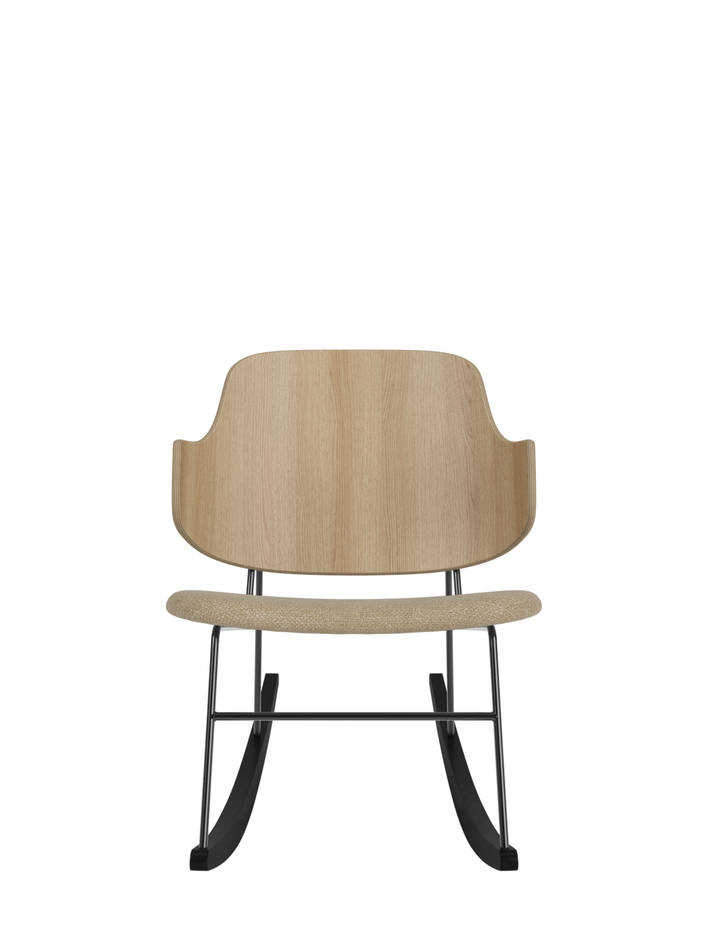 Fauteuil à bascule en placage de chêne avec cadre en acier pour salon et chambre