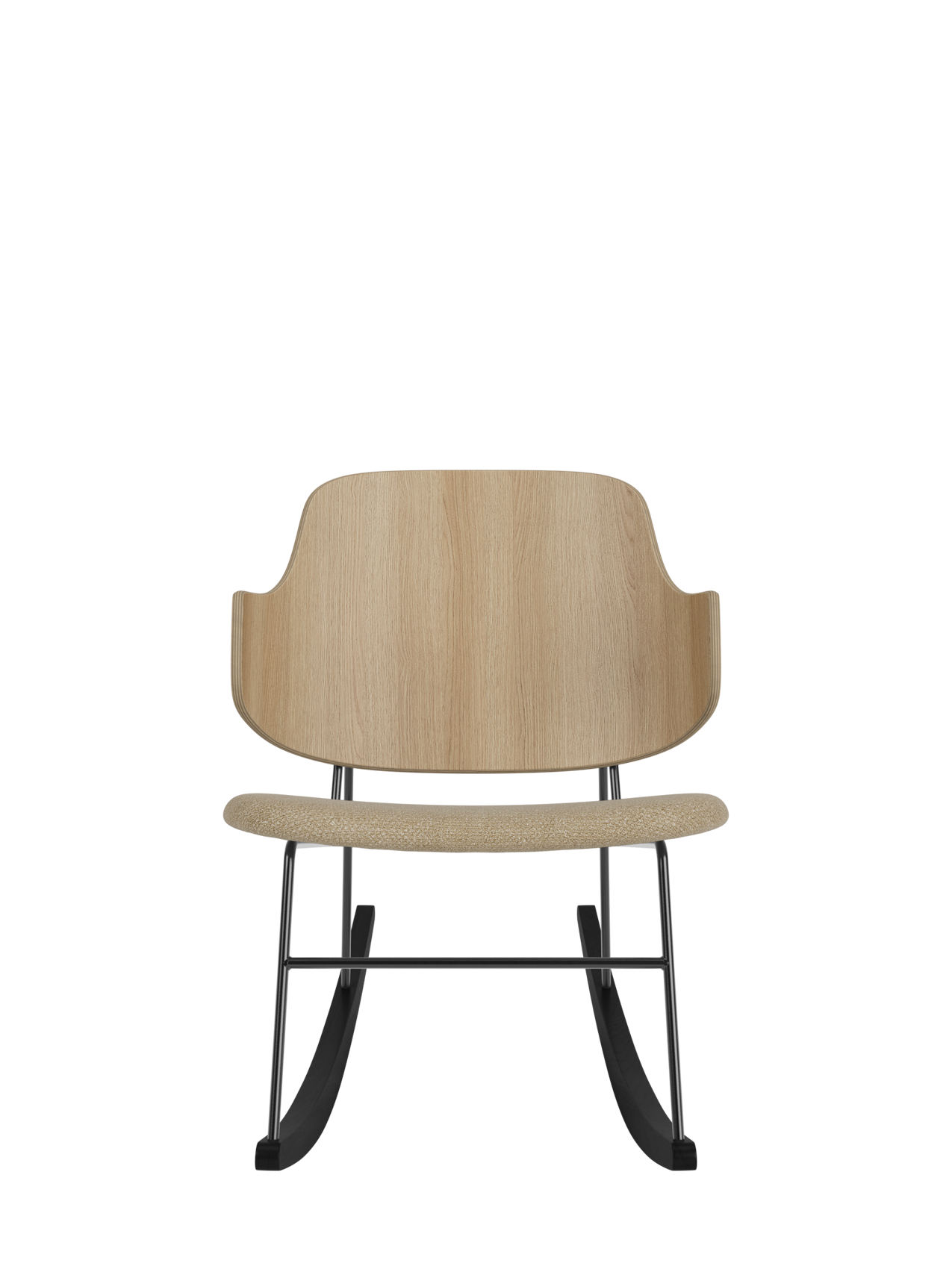 Fauteuil à bascule en placage de chêne avec cadre en acier pour salon et chambre