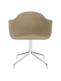 Chaise de salle à manger contemporaine rembourrée, piétement pivotant en aluminium poli, coque ergonomique pour salle à manger et bureau