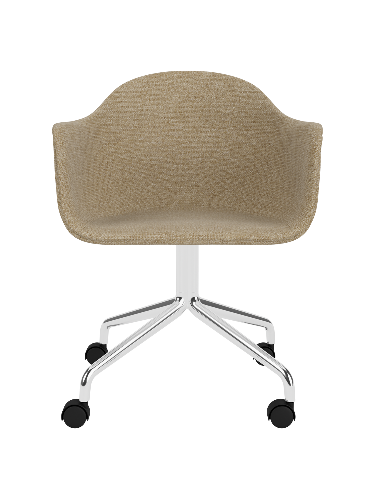 Chaise de salle à manger contemporaine rembourrée, piètement étoile pivotant en aluminium poli avec roulettes pour bureau et salle à manger