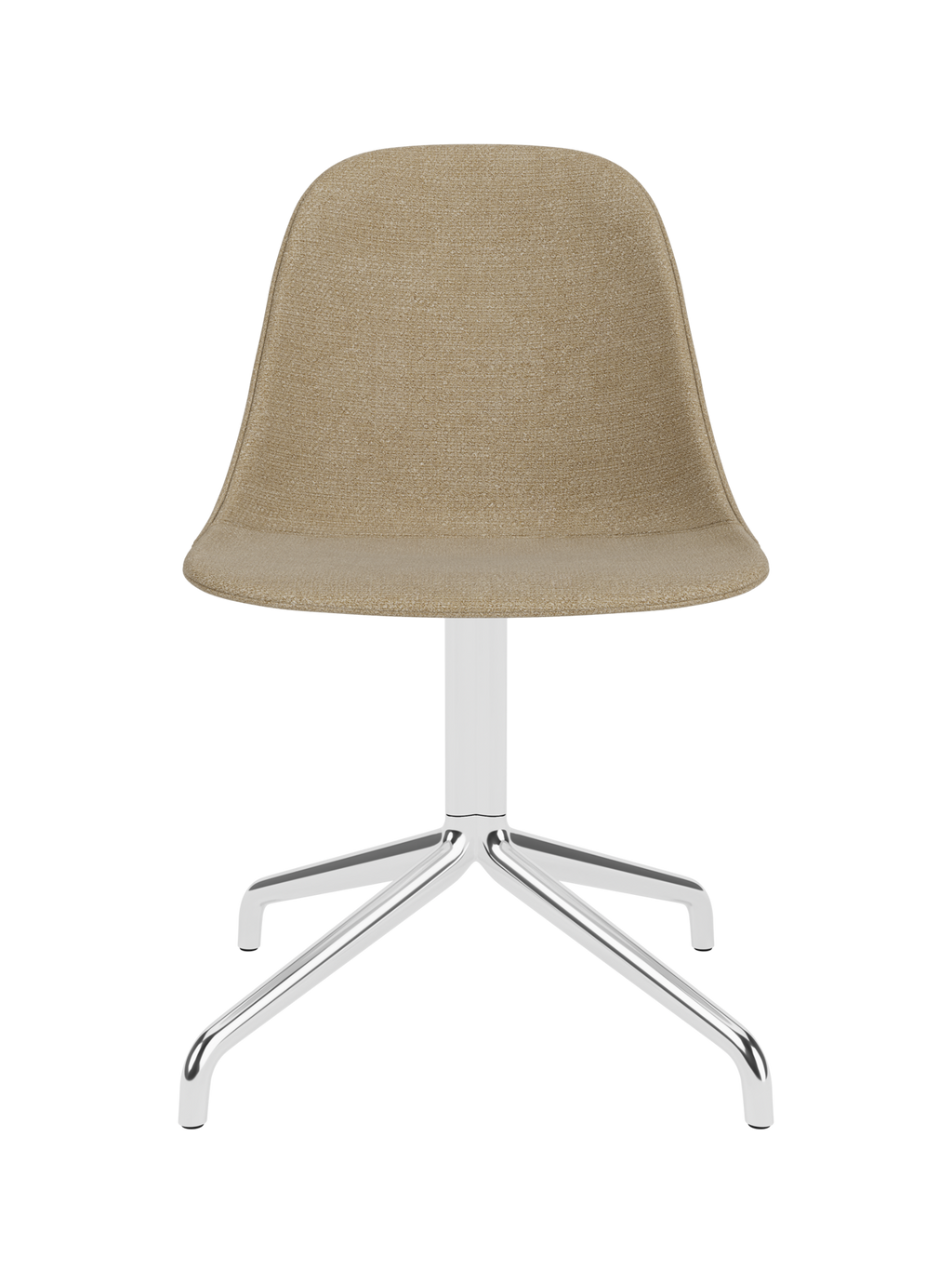 Chaise de salle à manger latérale contemporaine rembourrée avec base pivotante en aluminium poli pour salle à manger et bureau