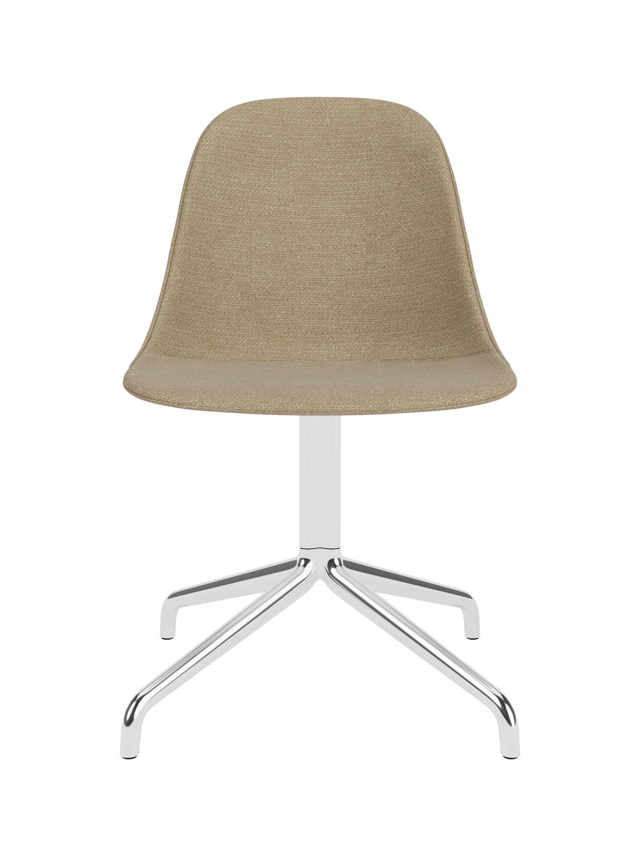 Chaise de salle à manger latérale contemporaine rembourrée avec base pivotante en aluminium poli pour salle à manger et bureau